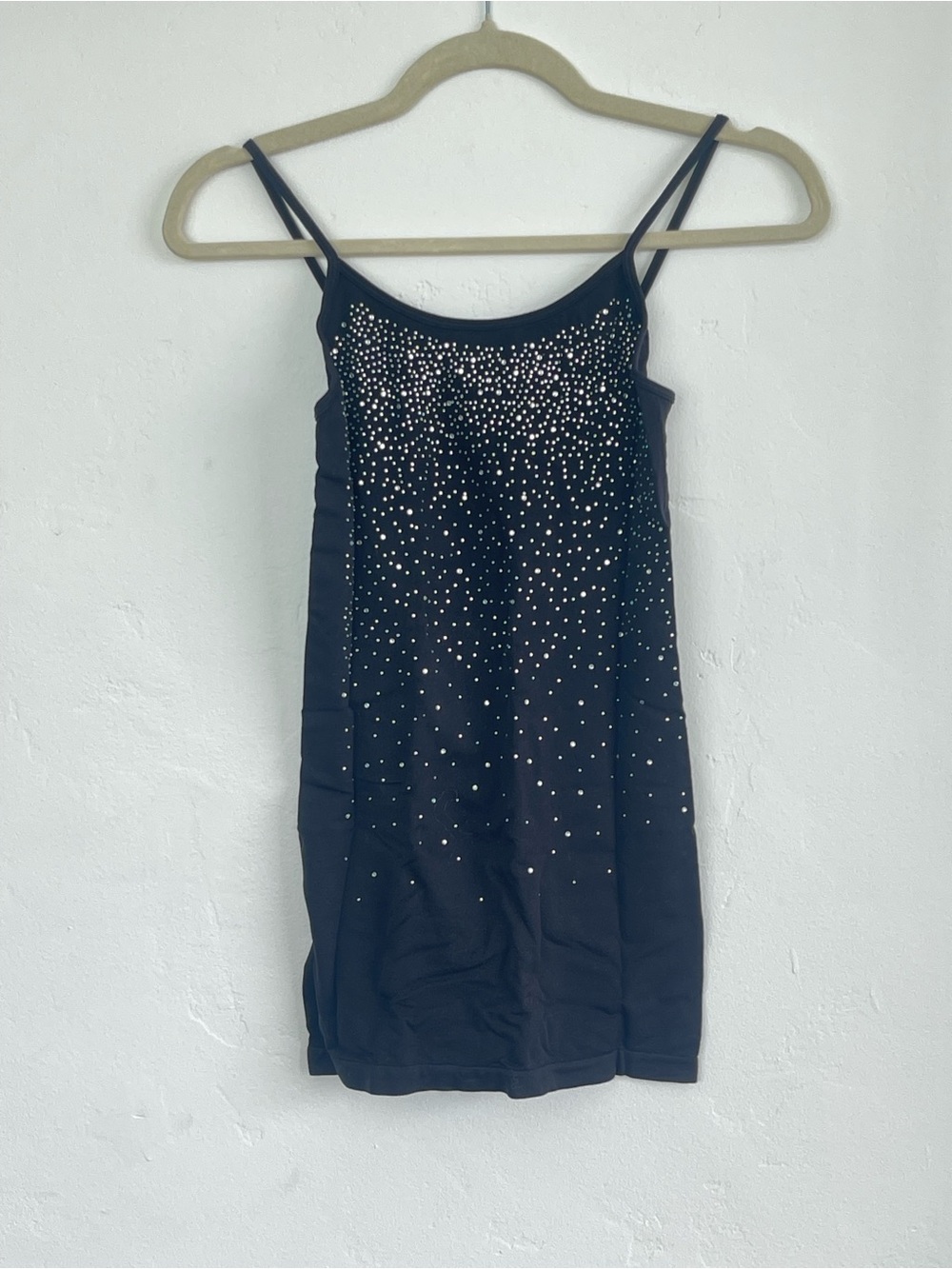 Black Embellished Cami Top with Spaghetti Straps